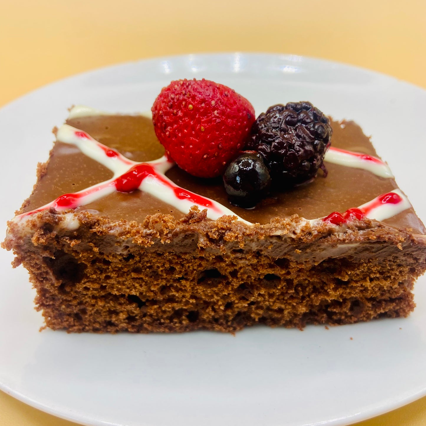Guinness Chocolate Cake with Berry Drizzle