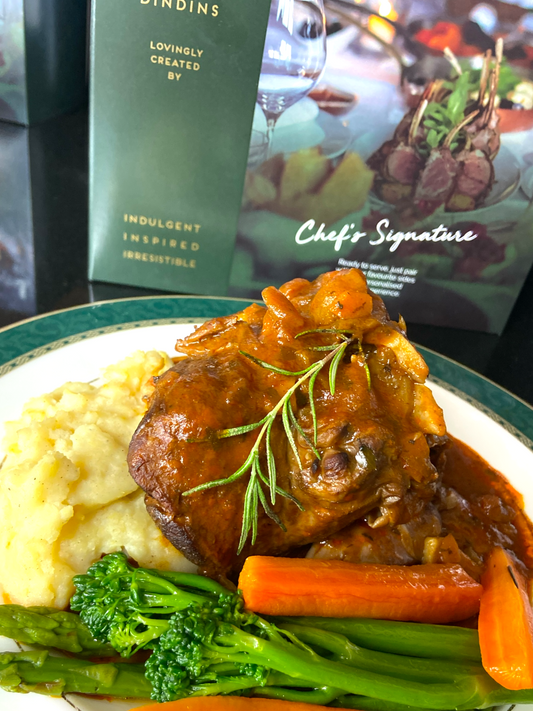 Braised Lamb Shank with Rustic Chasseur Sauce & Horseradish Mash