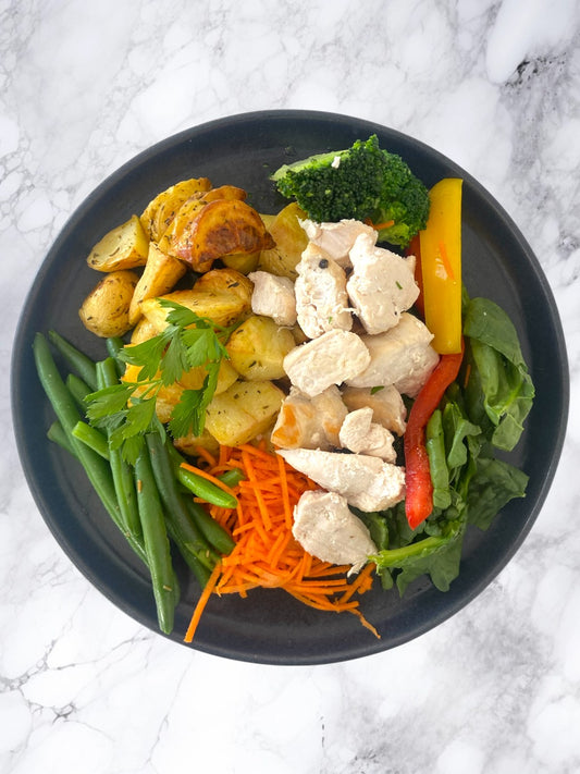 Chicken, Crispy Baby Potato & Vegetables