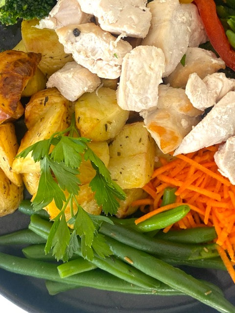 Chicken, Crispy Baby Potato & Vegetables