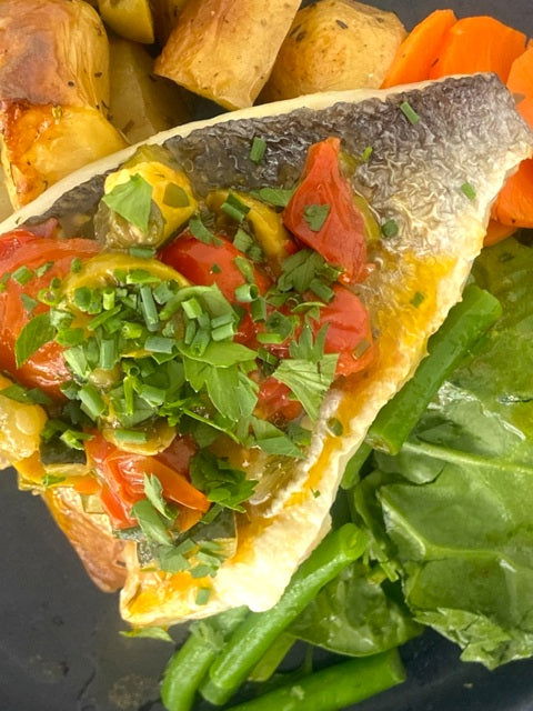 Mediterranean Sea Bream with Roasted Baby Potatoes - Dindins