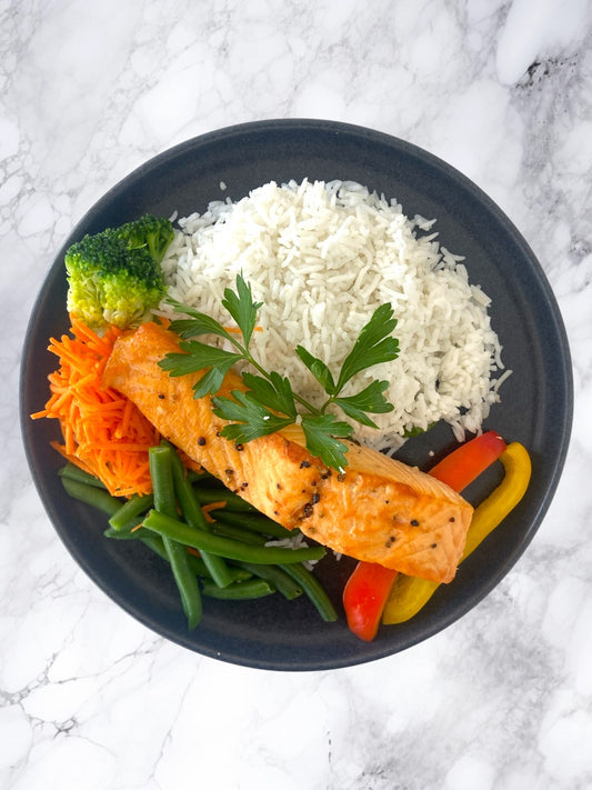 Salmon with Basmati Rice & Mixed Vegetables