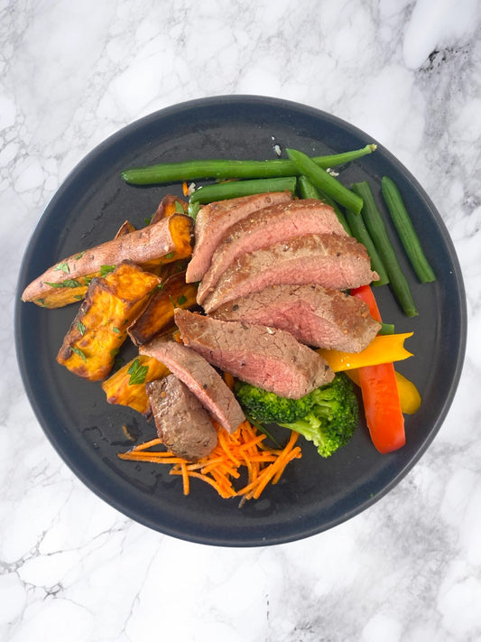 Steak with Sweet Potato & Mixed Vegetables