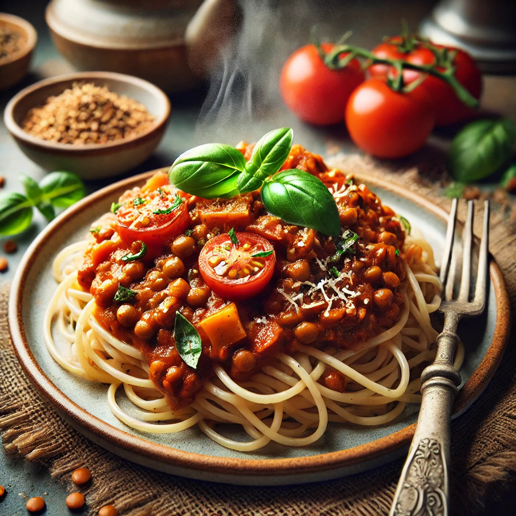 Boloñesa de verduras con pasta integral