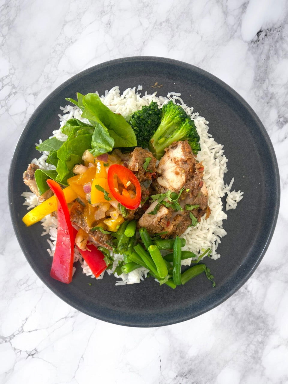 Caribbean Jerk Chicken with Rice and Pineapple Salsa - Dindins