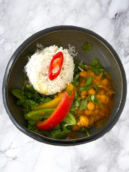 Curry de garbanzos con arroz