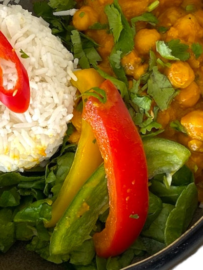 Curry de garbanzos con arroz