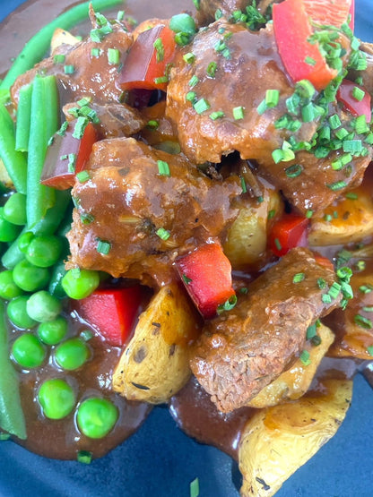 Hungarian Style Beef Goulash with Baby Potatoes - Dindins