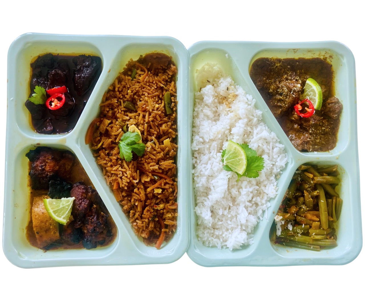 Indonesian Ricetable for 2/4/6/8 persons - 6 Dishes - Rendang - Satay - Ketjap - Dindins