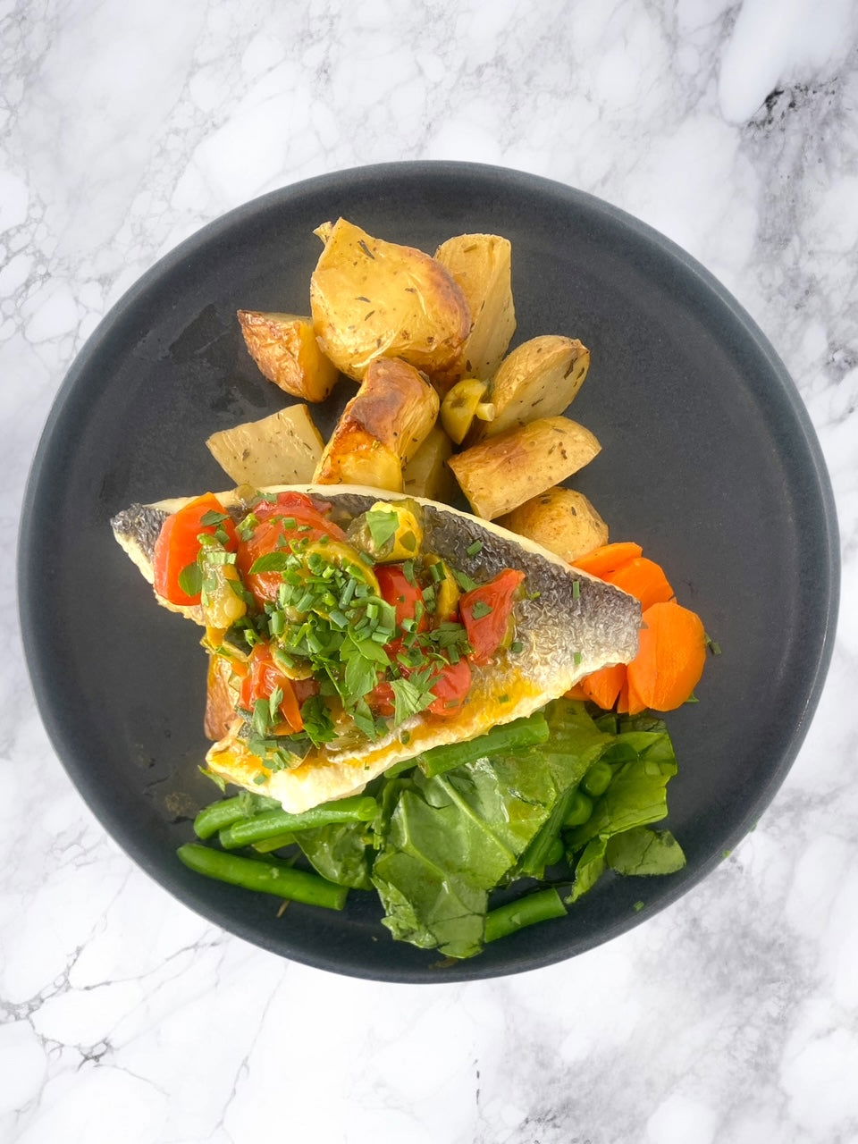 Mediterranean Sea Bream with Roasted Baby Potatoes - Dindins