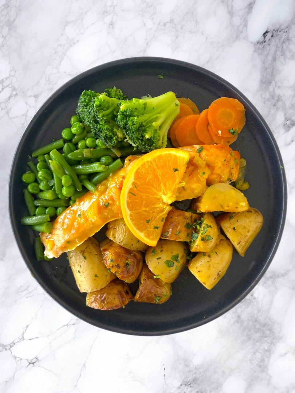 Orange Salmon with Crispy Baby Potatoes - Dindins