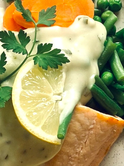 Zalm- met Peterseliesaus en Aardappelpuree
