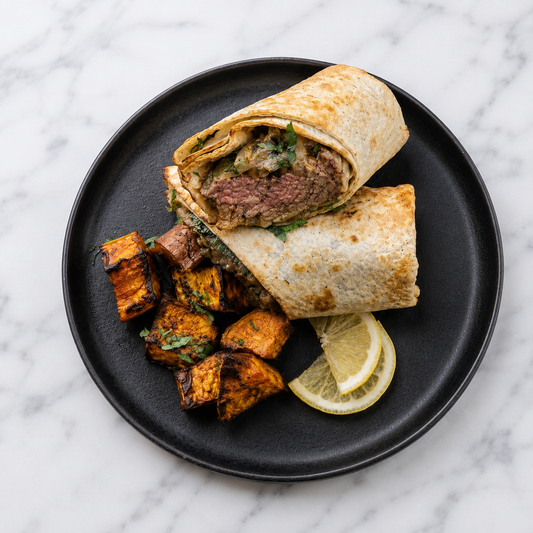 Steak, Caramelised Onion & Cheese Wrap