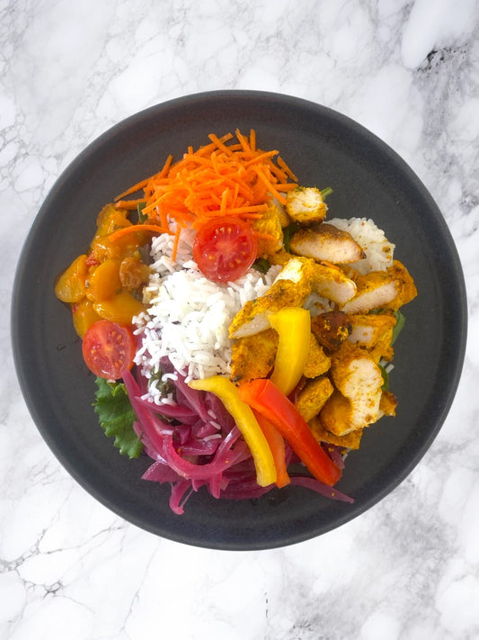 Ensalada de pollo con mostaza y miel