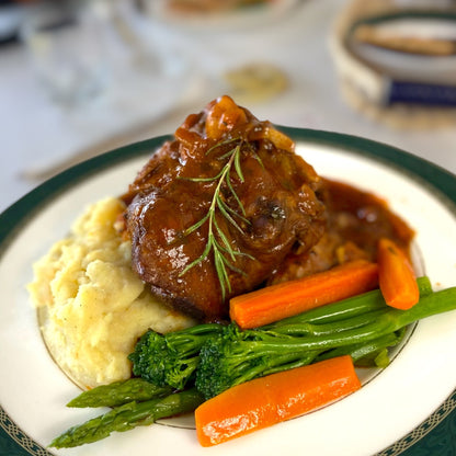 Braised Lamb Shank with Rustic Chasseur Sauce & Horseradish Mash